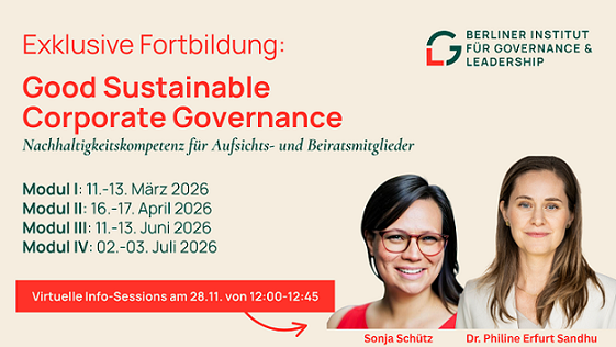 Fortbildung für Aufsichts- und Beiratsmitglieder – Infosession