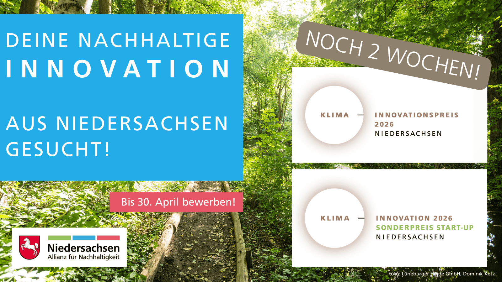 Klima-Innovationspreis Niedersachsen: Bis 30.4. bewerben!